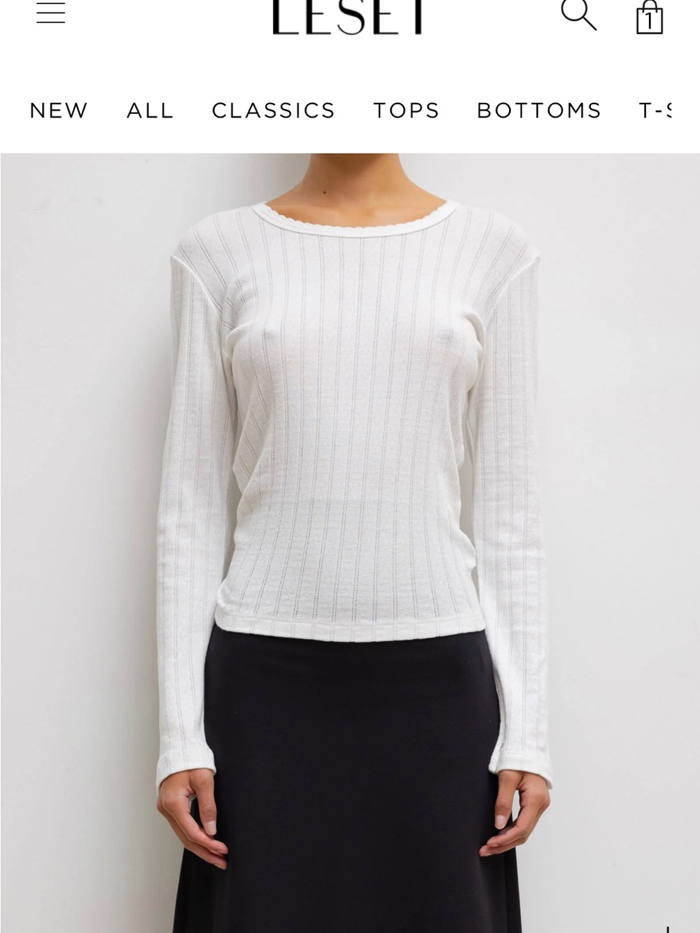 Leset Pointelle slim fit long sleeve